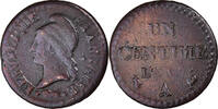 Frankreich Centime Münze, Dupré, Paris, S+, Bronze, KM:646, Gadoury:76 -