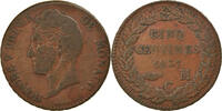 Monaco 5 Centimes, Cinq Münze, Honore V, S+, Kupfer, KM:95.2a -
