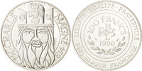 Frankreich 100 Francs Münze, Charlemagne, UNZ, Silber, KM:982 -