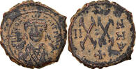Half Follis Münze, Maurice Tiberius, Constantinople, S+, Kupfer -