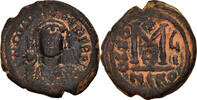 Follis Münze, Maurice Tiberius, Nicomedia, S+, Kupfer, Sear:512 -