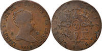 Spanien 4 maravedis Münze, Isabel II, Barcelona, S+, Kupfer, KM:530.1 -