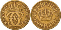 Dänemark 2 Kroner Münze, Christian X, Copenhagen, S+, Aluminum-Bronze -