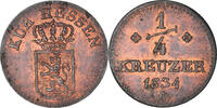 Deutsch Staaten 1/4 Kreuzer Münze, HESSE-CASSEL, Wilhelm II and Friedrich Wilhelm, 1/4 -