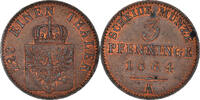Deutsch Staaten 3 Pfennig Münze, PRUSSIA, Wilhelm I, Berlin, VZ -
