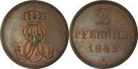 Deutsch Staaten 2 Pfennig Münze, HANNOVER, Ernst August, VZ, Kupfer -