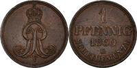 Deutsch Staaten Pfennig Münze, HANNOVER, Georg V, VZ, Kupfer, KM:233 -