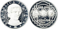 Italien 1000 Lire Münze, Rome, Proof, STGL, Silber, KM:235 -