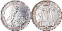 San Marino 20 Lire 1933 R Münze, Rome, VZ, Silber, KM:11
