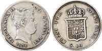 Italien Staaten 10 Grana Münze, NAPLES, Ferdinando II, SS, Silber -