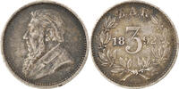 Südafrika 3 Pence Münze, SS, Silber, KM:3 -