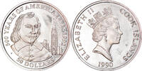Cookinseln 50 Dollars Münze, Elizabeth II, UNZ, Silber, KM:186 -