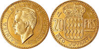 Monaco 20 Francs Münze, Rainier III, Paris, ESSAI, UNZ+ -