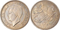 Monaco 100 Francs Münze, STGL, Copper-nickel, KM:E33, Gadoury:MC 142 -