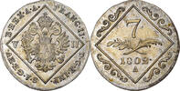 Österreich 7 Kreuzer Münze, Franz II (I), Vienna, UNZ, Silber, KM:2129 -