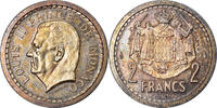 Monaco 2 Francs Münze, Undated (1943), ESSAI, UNZ+, Silber, KM:E13 -