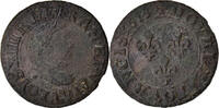 Frankreich Double Tournois Münze, Louis XIII, Paris, SS, Kupfer -