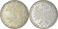 Bundesrepublik Deutschland 10 Mark Münze, Karlsruhe, VZ, Silber, KM:132 -
