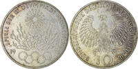 Bundesrepublik Deutschland 10 Mark Münze, Stuttgart, VZ+, Silber -