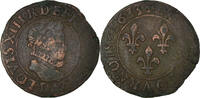 Frankreich Double Tournois Münze, Louis XIII, Double tournois, buste enfantin au col fraisé -