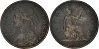 Großbritannien Farthing Münze, Victoria, S+, Bronze, KM:747.2 -
