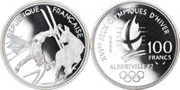 Frankreich 100 Francs Münze, Saut à ski, BE, STGL, Silber, KM:983 -