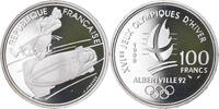 Frankreich 100 Francs Münze, Bobsleigh, BE, STGL, Silber, KM:981 -