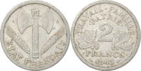 Frankreich 2 Francs Münze, Bazor, Beaumont - Le Roger, S+, Aluminium -