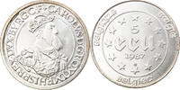 Belgien 5 Ecu Münze, UNZ, Silber, KM:166 -