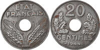 Frankreich 20 Centimes Münze, État français, Paris, VZ, Iron -