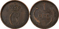 Dänemark Ore Münze, Christian IX, Copenhagen, SS+, Bronze, KM:792.1 -