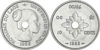 Lao 10 Cents Münze, Sisavang Vong, Paris, STGL, Aluminium, KM:E1 -