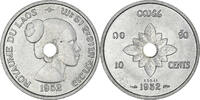 Lao 10 Cents Münze, Sisavang Vong, Paris, STGL, Aluminium, KM:E1 -