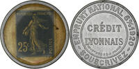 Frankreich 25 Centimes Münze, Timbre-Monnaie, Crédit Lyonnais, Paris, SS+ -