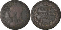 Frankreich 5 Centimes Münze, Dupré, Paris, S, Bronze, KM:640.1 -