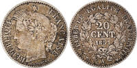 Frankreich 20 Centimes Münze, Cérès, Paris, S+, Silber, KM:758.1 -
