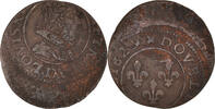 Frankreich Double Tournois Münze, Louis XIII, Double tournois, buste juvénile, Double -