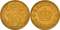 Dänemark 2 Kroner Münze, Christian X, Copenhagen, SS, Aluminum-Bronze -