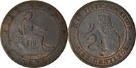 Spanien 10 Centimos Münze, Provisional Government, Madrid, S+, Kupfer -