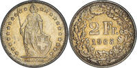 Schweiz 2 Francs Münze, Bern, SS, Silber, KM:21 -