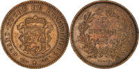 Luxemburg 5 Centimes Münze, William III, Utrecht, SS, Bronze, KM:22.1 -