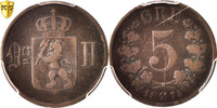Norwegen 5 Öre Oscar II, Kongsberg, Bronze, PCGS, KM:349 -