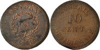 French States 10 Centimes Münze, FRENCH STATES, ANTWERP, Wolschot, SS+, Bronze -