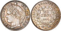 Frankreich 20 Centimes Münze, Cérès, Paris, VZ+, Silber, KM:758.1 -