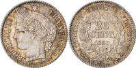 Frankreich 20 Centimes Münze, Cérès, Paris, VZ+, Silber, KM:758.1 -