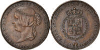 Spanien 25 Centimos Münze, Isabel II, Madrid, Prueba - Essai, VZ -