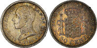Spanien 50 Centimos Münze, Alfonso XIII, Madrid, UNZ, Silber, KM:730 -