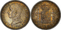 Spanien 50 Centimos Münze, Alfonso XIII, Madrid, UNZ, Silber, KM:730 -