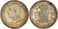 Spanien 50 Centimos Münze, Alfonso XIII, Madrid, VZ+, Silber, KM:730 -