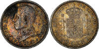 Spanien 50 Centimos Münze, Alfonso XIII, Madrid, VZ+, Silber, KM:730 -